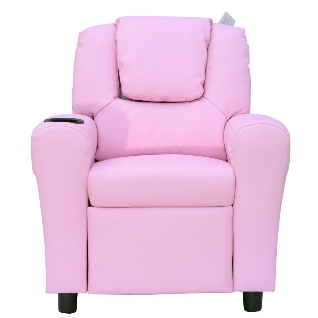 Divanetto per bambini ¨C zephmum ¨C rosa con braccioli e porta bevande