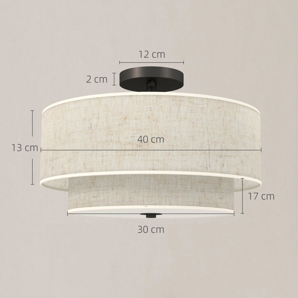 Lampada a sospensione ¨C Xylo ¨C doppio paralume effetto lino crema