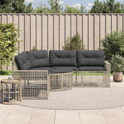 Divano da Giardino a L Cuscini e Pouf-Sofa da Giardino-Divano da esterno Grigio Chiaro Polyrattan