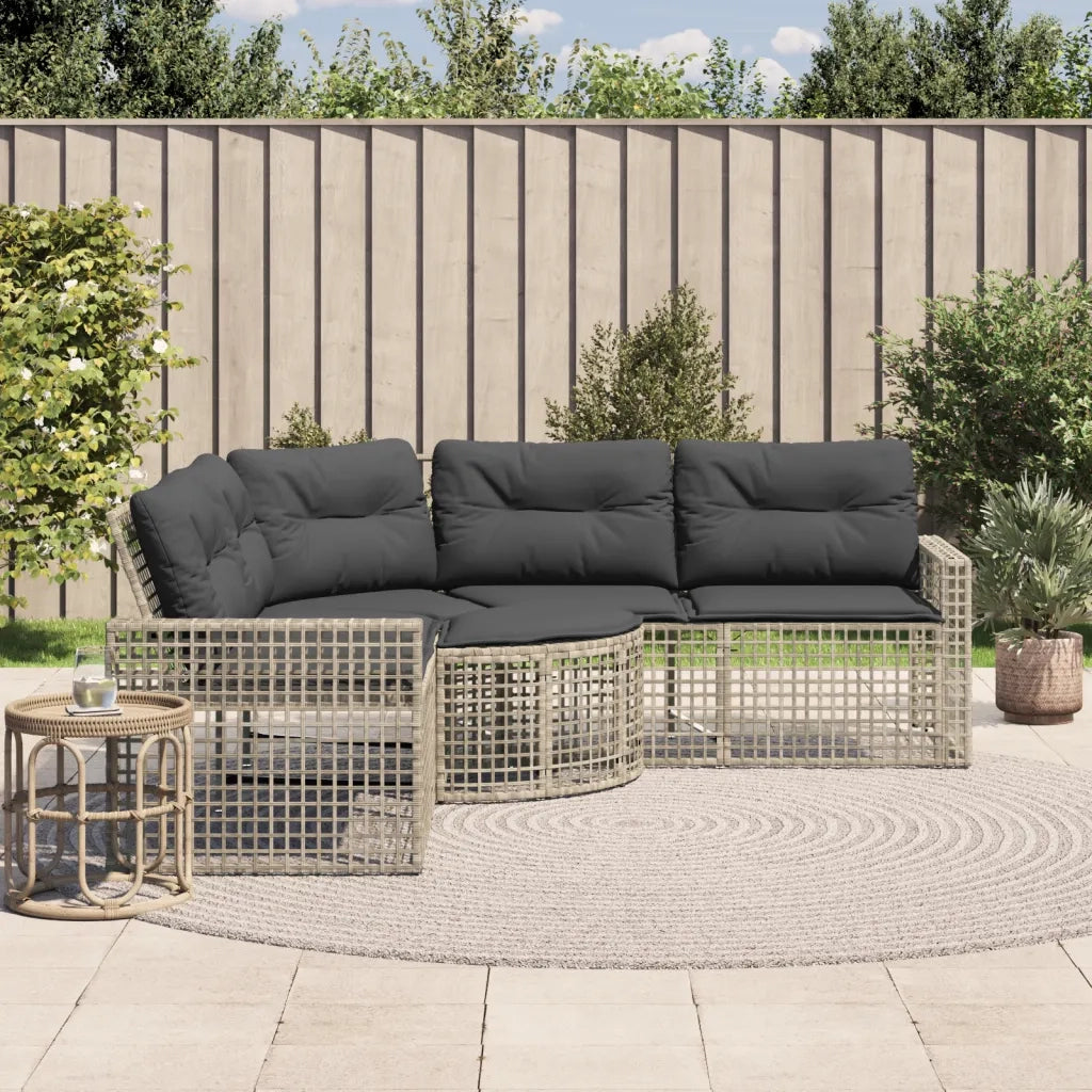 Divano da Giardino a L Cuscini e Pouf-Sofa da Giardino-Divano da esterno Grigio Chiaro Polyrattan
