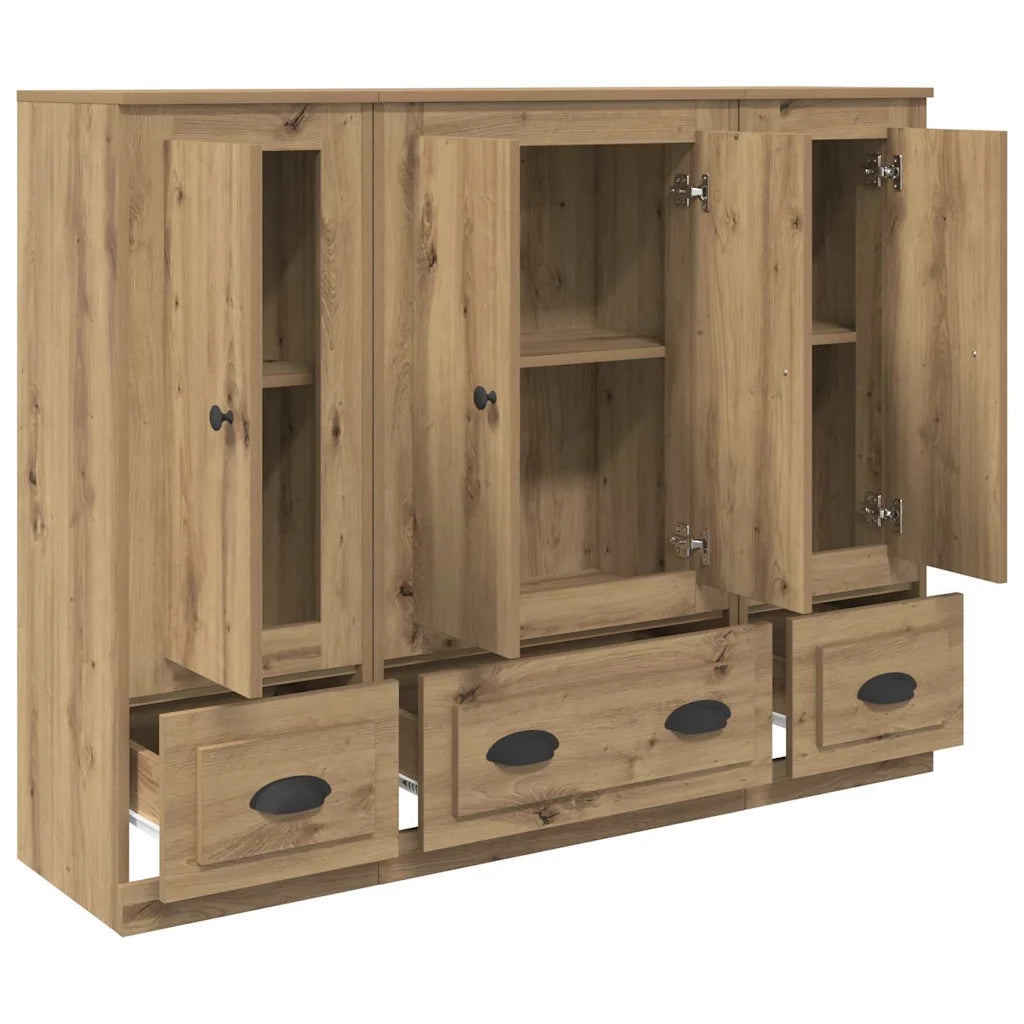 Credenza 3 pz | Madia | Buffet da pranzo | Armadio da pranzo Rovere artigianale Legno multistrato
