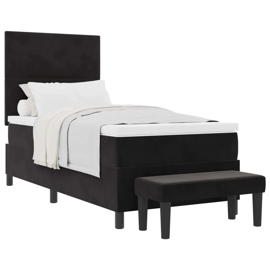 Letto a molle con materasso Nero 80 x 200 cm Velluto