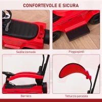 Macchina a Spinta per Bambini 12-36 Mesi con Licenza Mercedes, Tettuccio e Maniglia, 85.5x40.5x95 cm, Rosso
