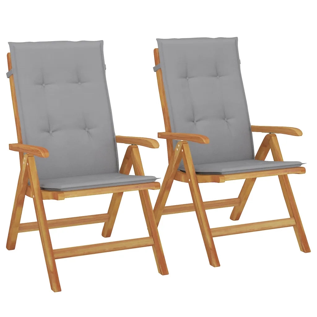 Sedie da Giardino Reclinabili con Cuscini 2 pz in Legno di Teak 3196434
