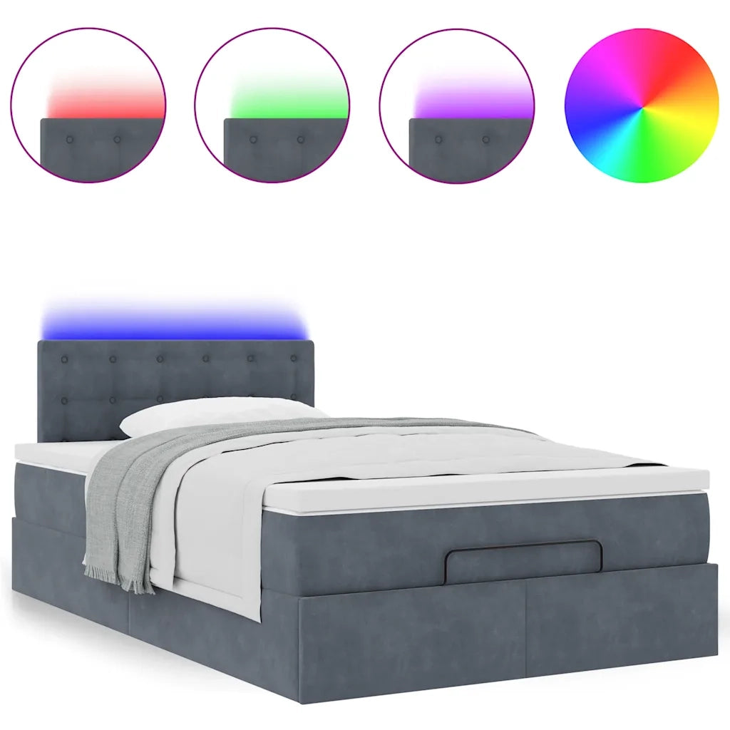 Pouf Letto con Materasso e LED Grigio Scuro 120x190cm Velluto 3312753