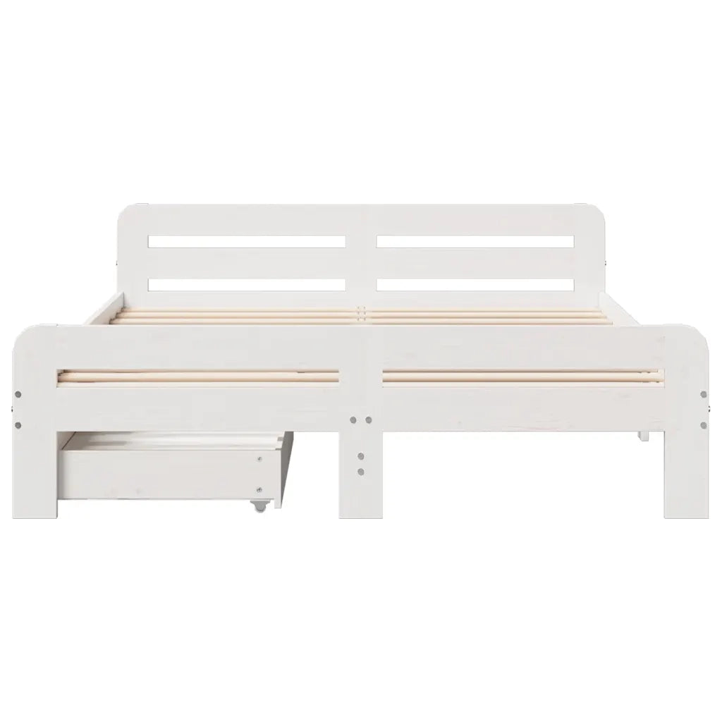 Letto senza Materasso Bianco 150x200 cm Legno Massello di Pino 3309036