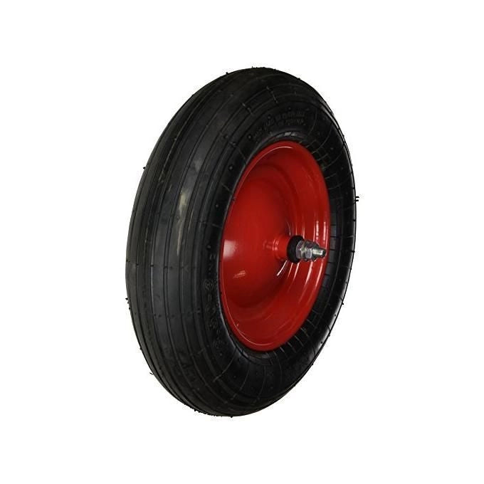 VIGOR-BLINKY Ruota per Carriola Pneumatica Perno Corto 17 cm su Boccole colore Rosso e Nero