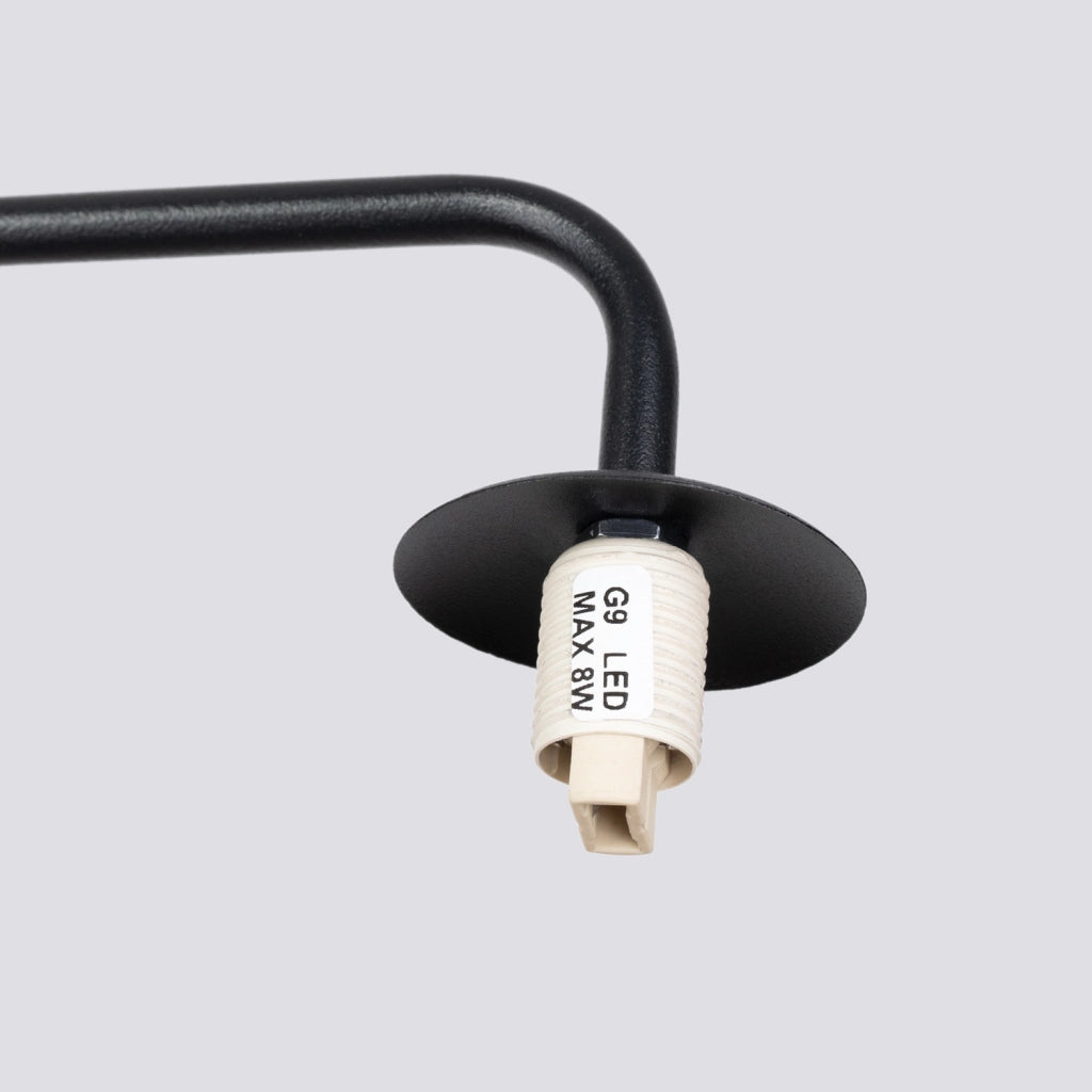 Applique nera metallo vetro sfera bianca G9 KOSMOS