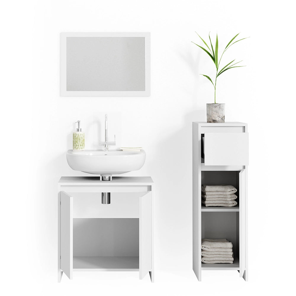 Vicco Set mobili bagno Bianco 3 parti, con mobile midi