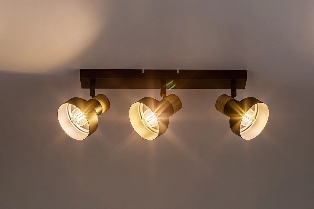 Plafoniera nordica Rabalux Saskia nera rovere 3xE14