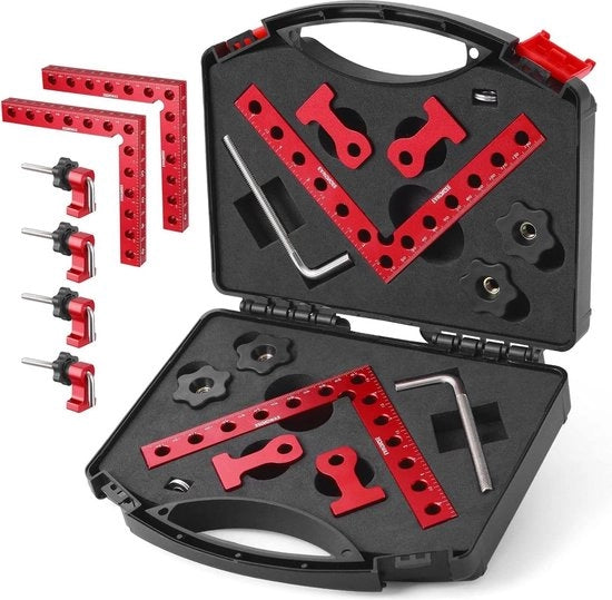 Vierkante posizionatore in lega di alluminio - 14 x 14 cm - contenitore per strumenti di lavorazione del legno