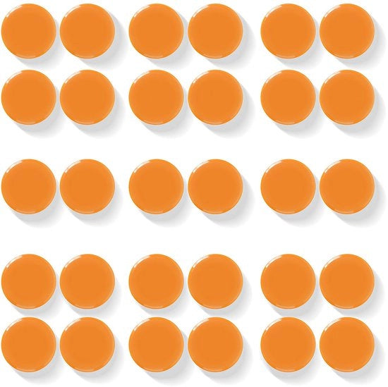 30 pezzi di forti magneti per bacheche e whiteboard - magneti rotondi per frigoriferi, decorativi piccoli magneti per lavagne, scuole, uffici - minimagneti con forte aderenza per foto e appunti (arancione)