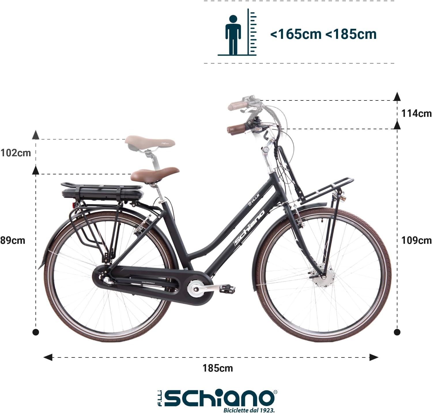 F.LLI SCHIANO E-VILLE 28" E-Bike, Bicicletta Elettrica da CittÃ  con Motore 250W e Batteria 36V 10.4Ah, display LED, n