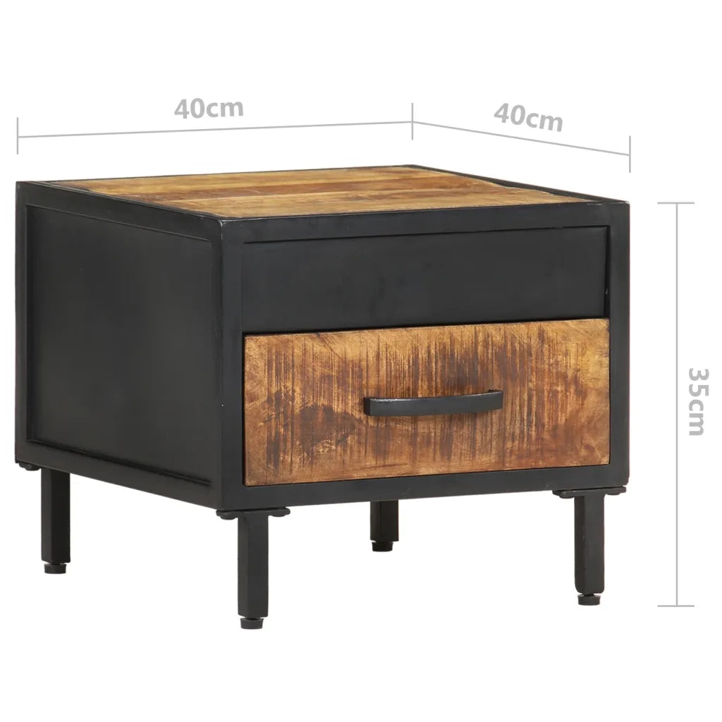 Comodino-Tavolino da notte 40x40x35 cm in Legno di Mango Grezzo