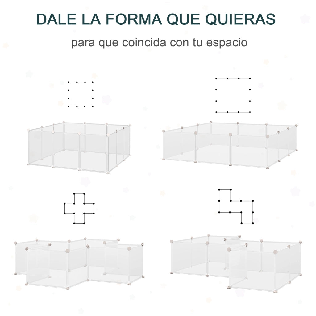 Recinto per Animali Domestici ¨C zephmum ¨C Plastica Trasparente 105x105x45 cm Bianco