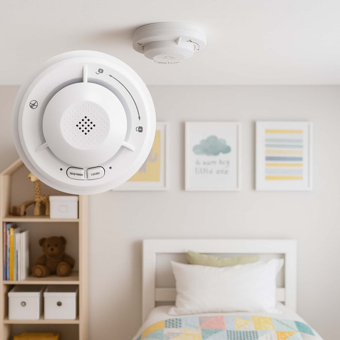 2x Rilevatore di fumo collegabili via radio Batteria da 10 anni e radio frequenza Allarme antincendio fotoelettrico da 85 dB per un'efficace protezione in appartamenti e case