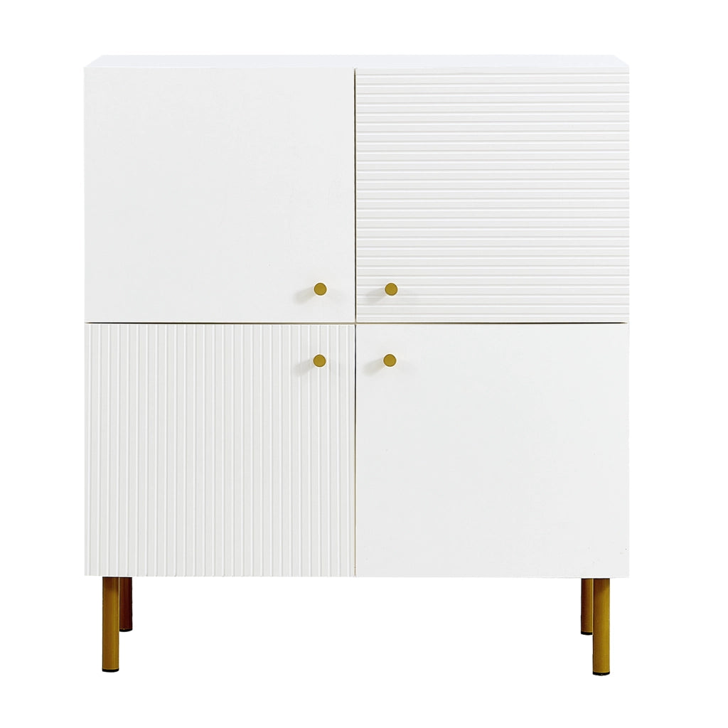 Credenza da sala da pranzo, mobile da ingresso, in MDF, con gambe in metallo, bianco