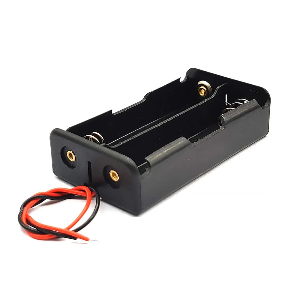Portabatterie 2x18650 con Fili – Struttura Aperta, Lunghezza Fili 100mm | Progetti DIY, Facile Sostituzione Batterie