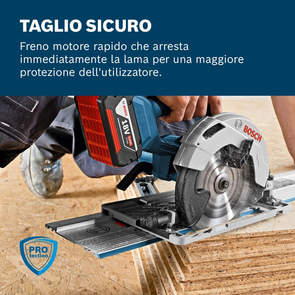 Bosch Professional 18V System Sega Circolare a Batteria Gks 18V-57 G (Compatibile conBinario di Guida, Prof. di Taglio: 57 Mm, Incl. 2 Batt. 4.0Ah, Caricabatt. Rapido Gal 18V-40, 1 Lama, L-Boxx)