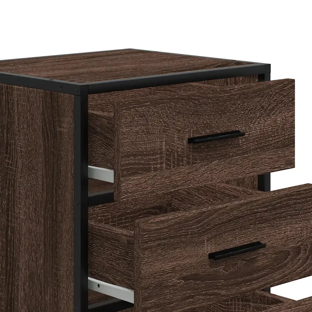 Comodino Rovere Marrone 40x34,5x60cm Legno Multistrato Metallo 848723