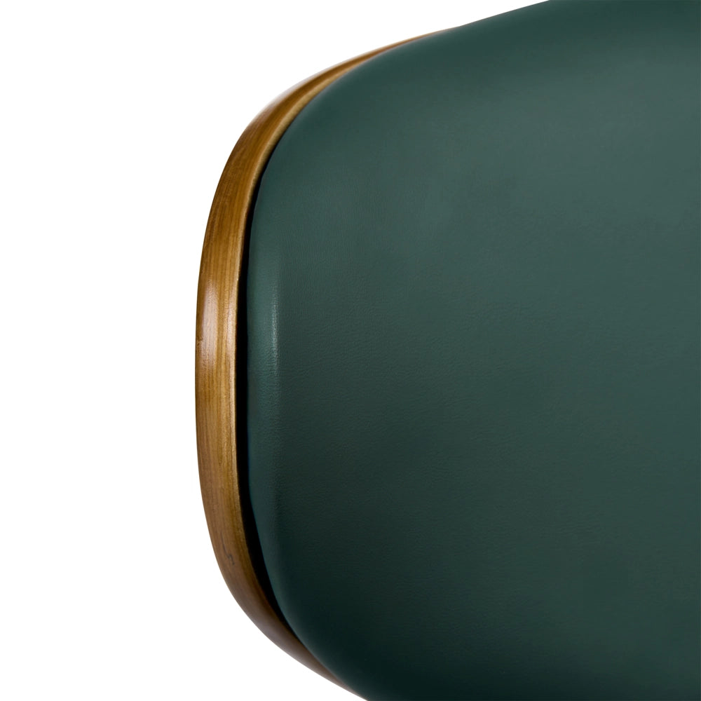 Sedia da scrivania in ecopelle verde, imbottita, con sedile regolabile in altezza tramite pistone a gas e base girevole