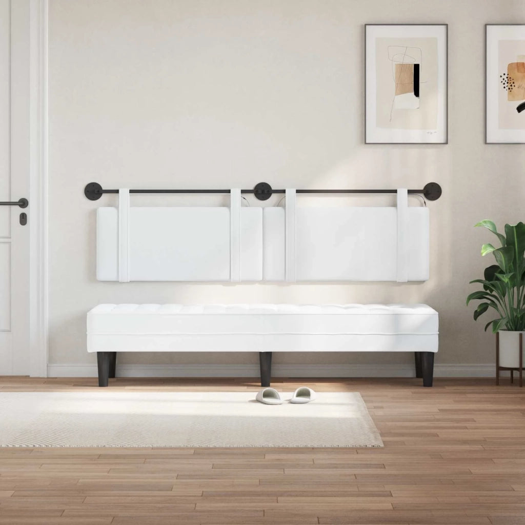 Testiera sospesa Con luce LED Bianco Tessuto