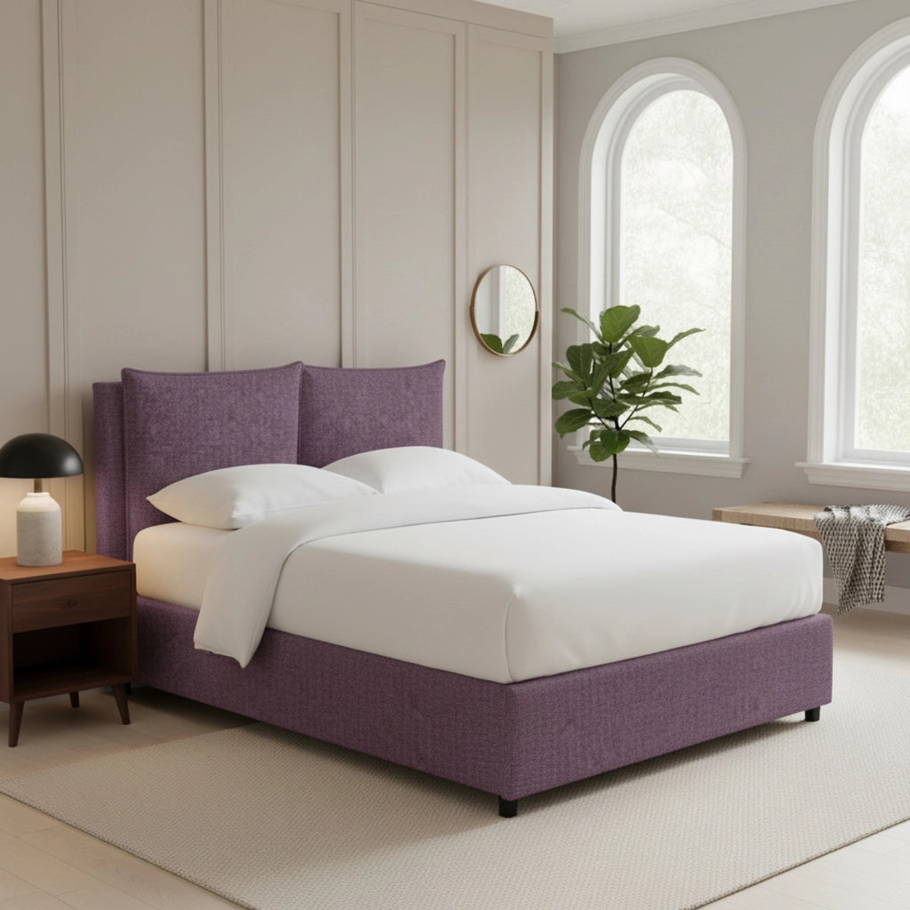 Liskeard, Letto Matrimoniale Sfoderabile Made in Italy, Viola Lilla