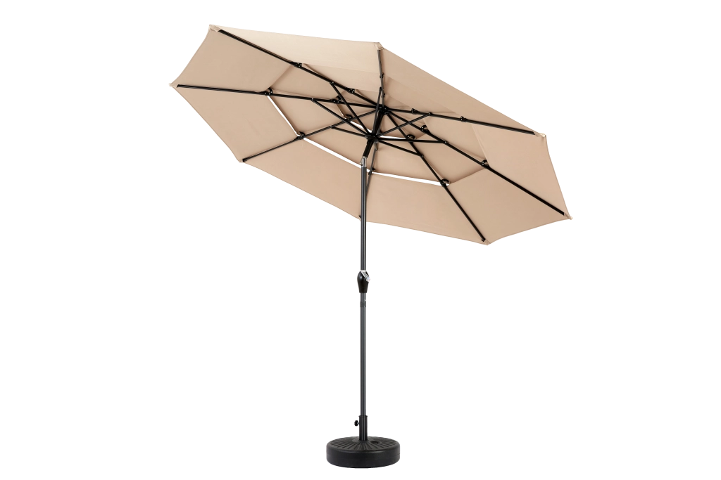 OMBRELLONE 10FT a 3 livelli con inclinazione automatica, kaki, in alluminio
