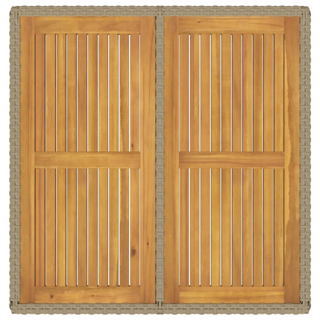 Tavolo da Giardino Beige 109x107x74 cm in Polyrattan e Acacia 316791