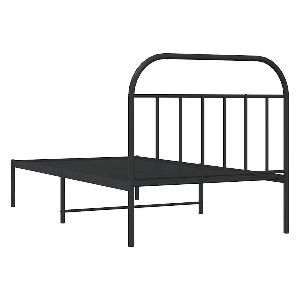 Letto singolo | Letto per adulti | Giroletto con Testiera Metallo Nero 100x200 cm