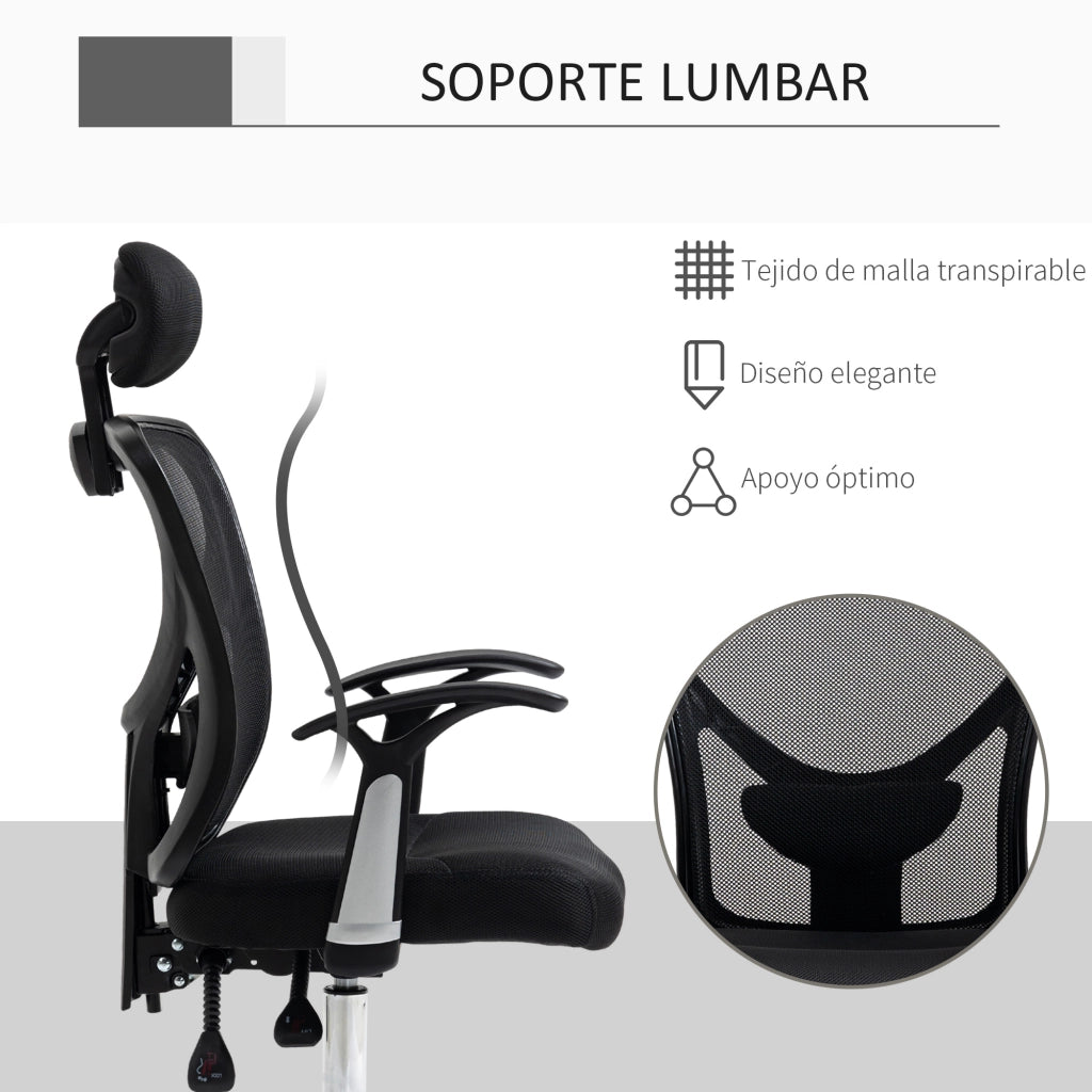 Sedia da Ufficio Girevole con Schienale Regolabile ¨C Minimal ¨C Nero, Rete, Regolazione Altezza