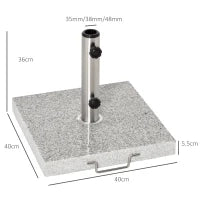 Supporto Base Per Ombrellone da Giardino in Marmo Peso 25kg 40×40×36cm
