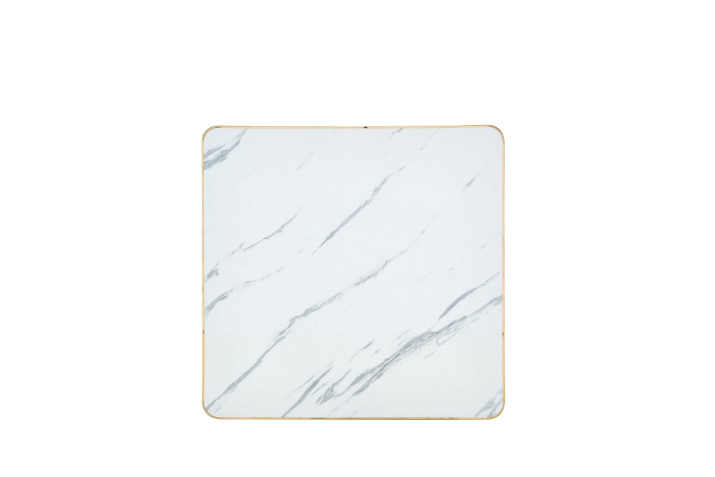 Tavolo da pranzo quadrato in MDF effetto marmo con base in metallo per 2-4 persone bianco 60 × 60 × 74 cm