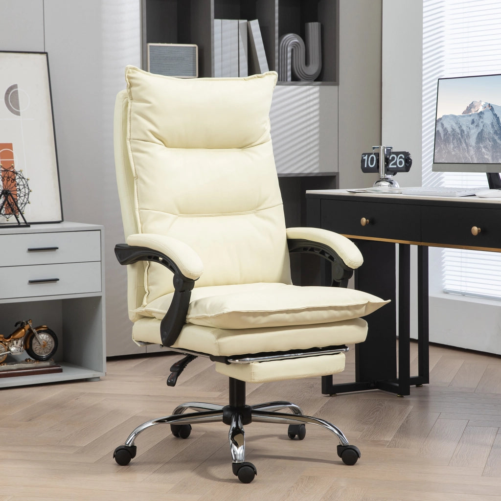 Sedia da Ufficio Ergonomica Reclinabile ¨C zephmum ¨C Beige con Poggiapiedi