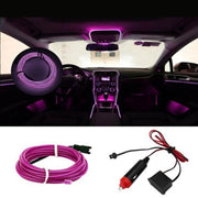 STRISCIA INTERNI LUCE AUTO FIBRA OTTICA 12V DECORAZIONE FILO 3MT VIOLA 48