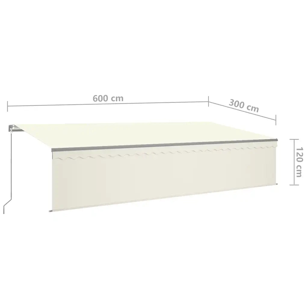Tenda da Sole Retrattile Manuale con Parasole e LED 6x3 m Crema cod mxl 43796