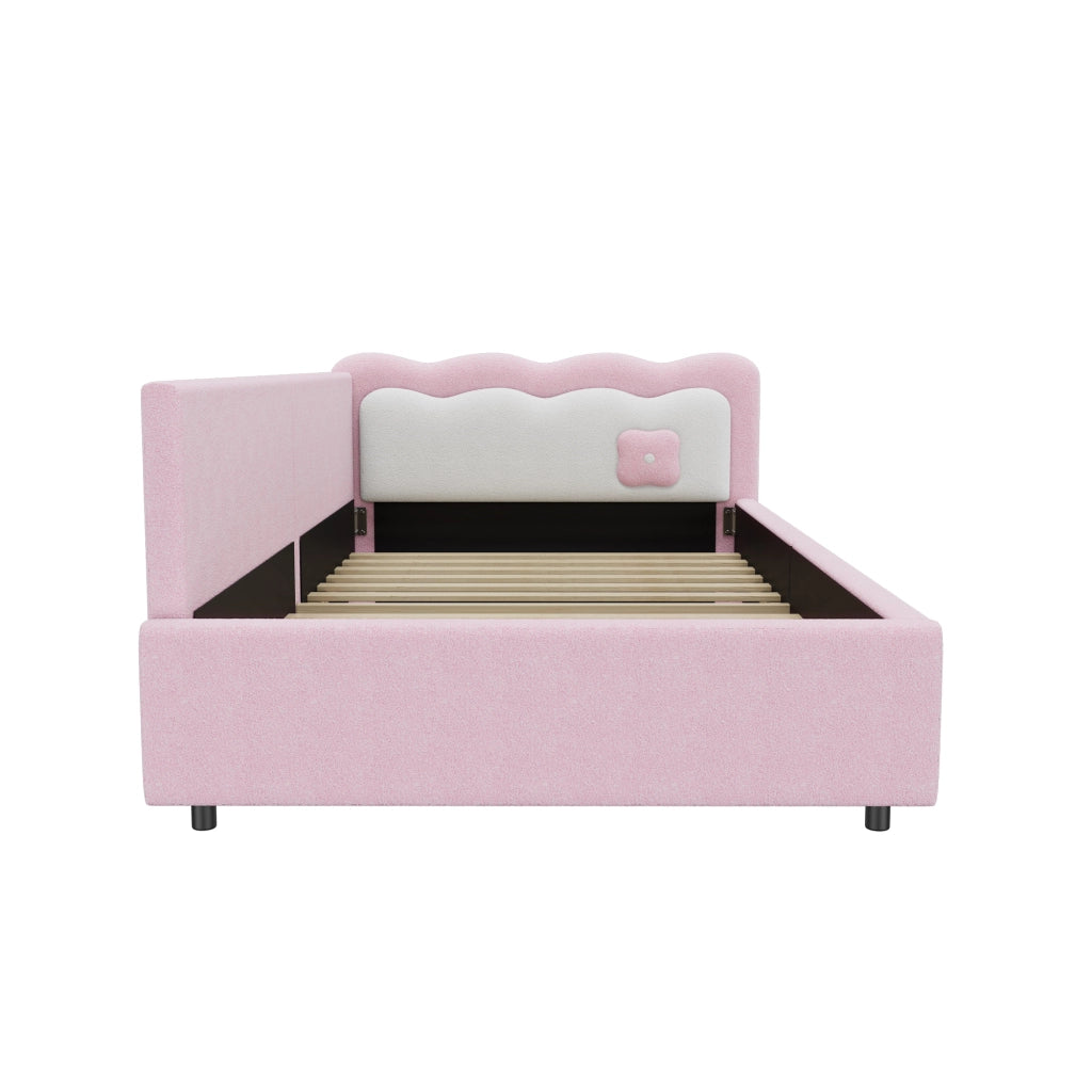 Letto giorno con luce LED velluto rosa 90x200 cm