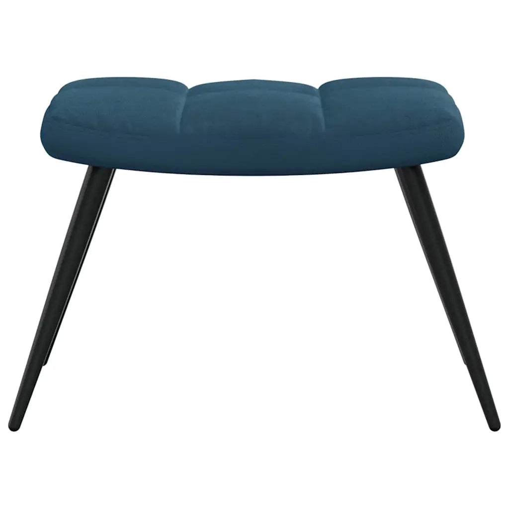 Divano Sedia-Poltrona Relax con Poggiapiedi Blu in Velluto 404649