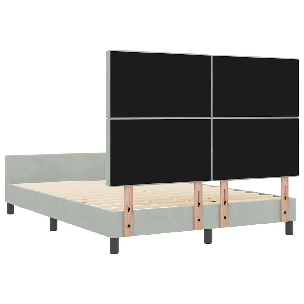 Letto a molle con testiera-Rete con Testiera Grigio chiaro 160 x 200 cm Velluto