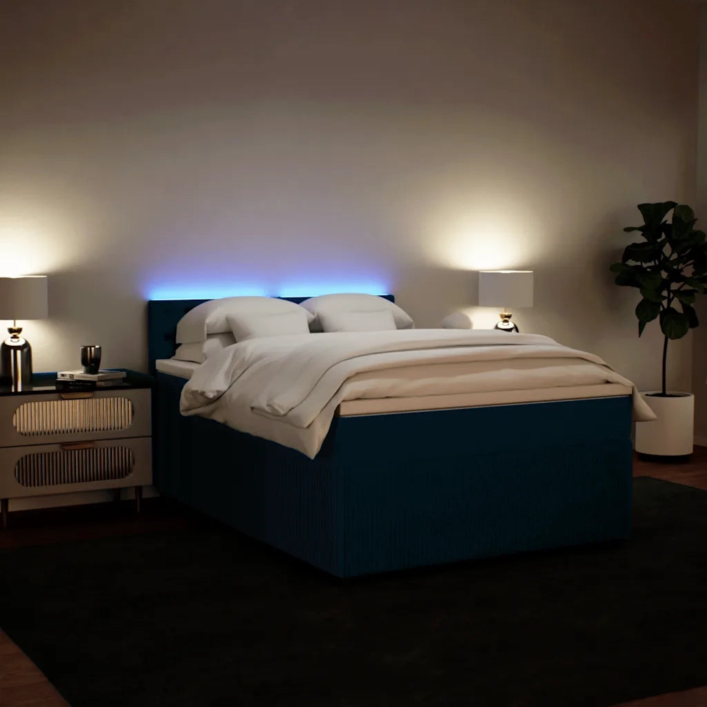 Giroletto a Molle con Materasso Blu 140x200 cm in Velluto