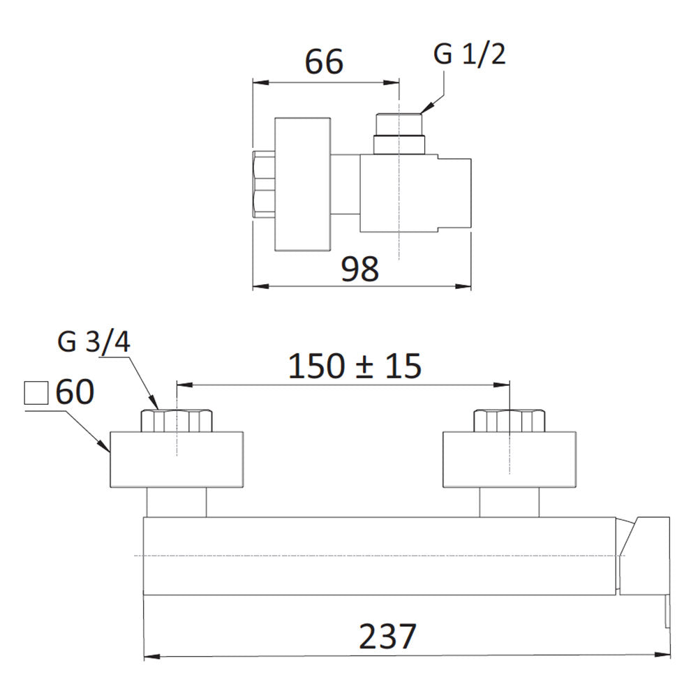 Rubinetto Miscelatore Monocomando Doccia Esterno in Ottone Mariani Polar Cromato