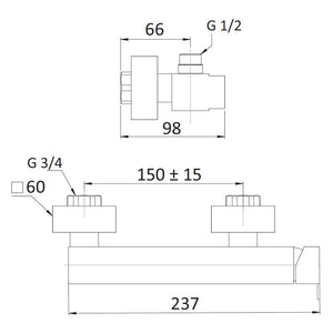 Rubinetto Miscelatore Monocomando Doccia Esterno in Ottone Mariani Polar Cromato