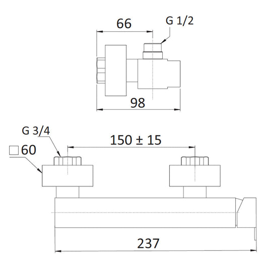Rubinetto Miscelatore Monocomando Doccia Esterno in Ottone Mariani Polar Cromato
