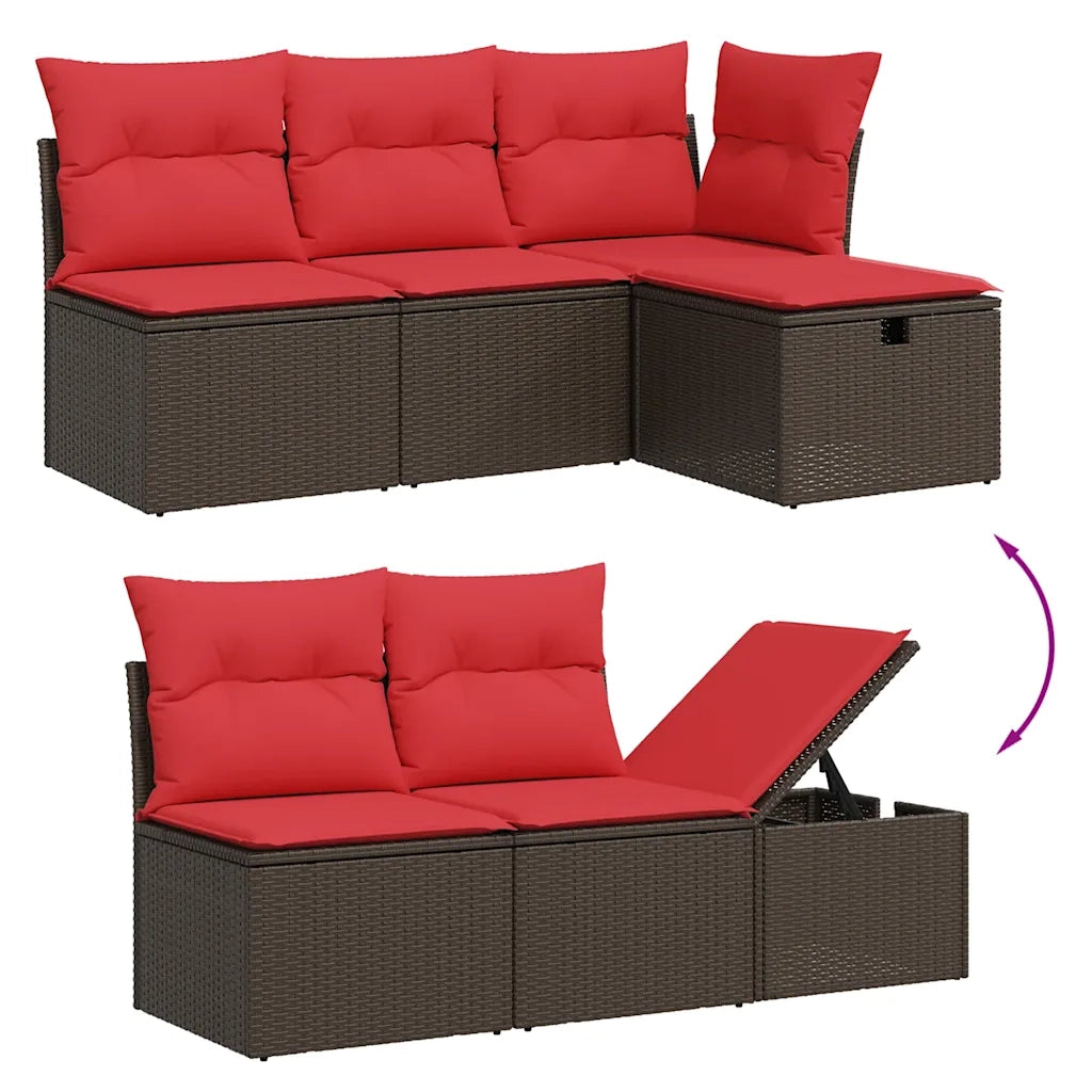 Set Divani da Giardino 7 pz con Cuscini Marrone in Polyrattan 3274984