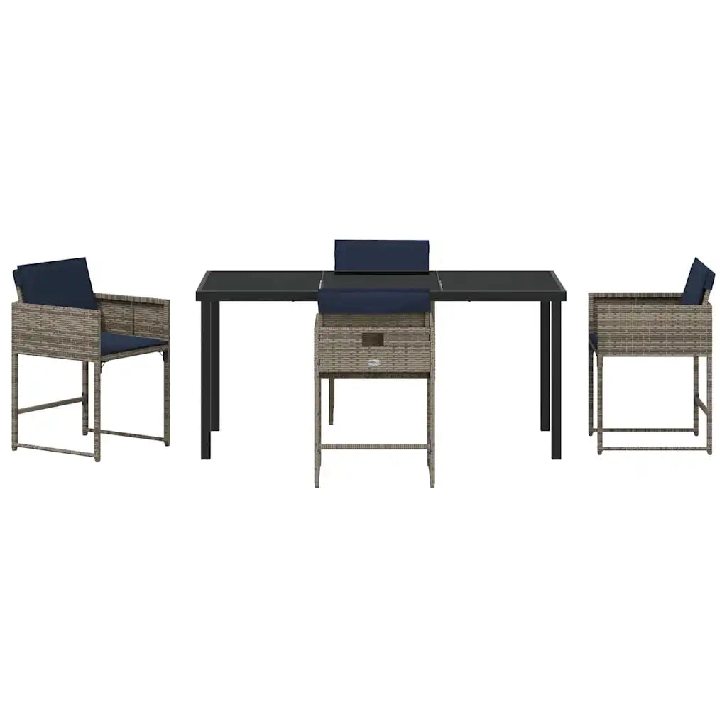 Set da Pranzo per Giardino con cuscino 5 pcs Grigio polyrattan 3380034