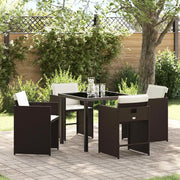 Set da Pranzo per Giardino 5 pcs Marrone polyrattan