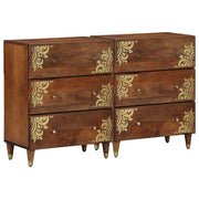 Credenze 2 pz Marrone Miele 60x33.5x75 cm Legno massello di mango