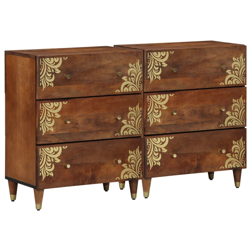 Credenze 2 pz Marrone Miele 60x33.5x75 cm Legno massello di mango