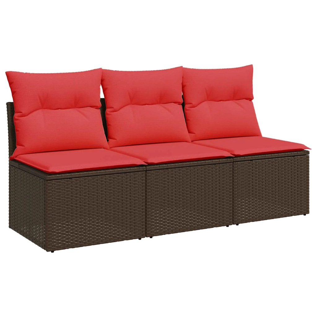 Divano da giardino con cuscini a 3 Posti-Sofa da Giardino-Divano da esterno marrone in polyrattan 169842