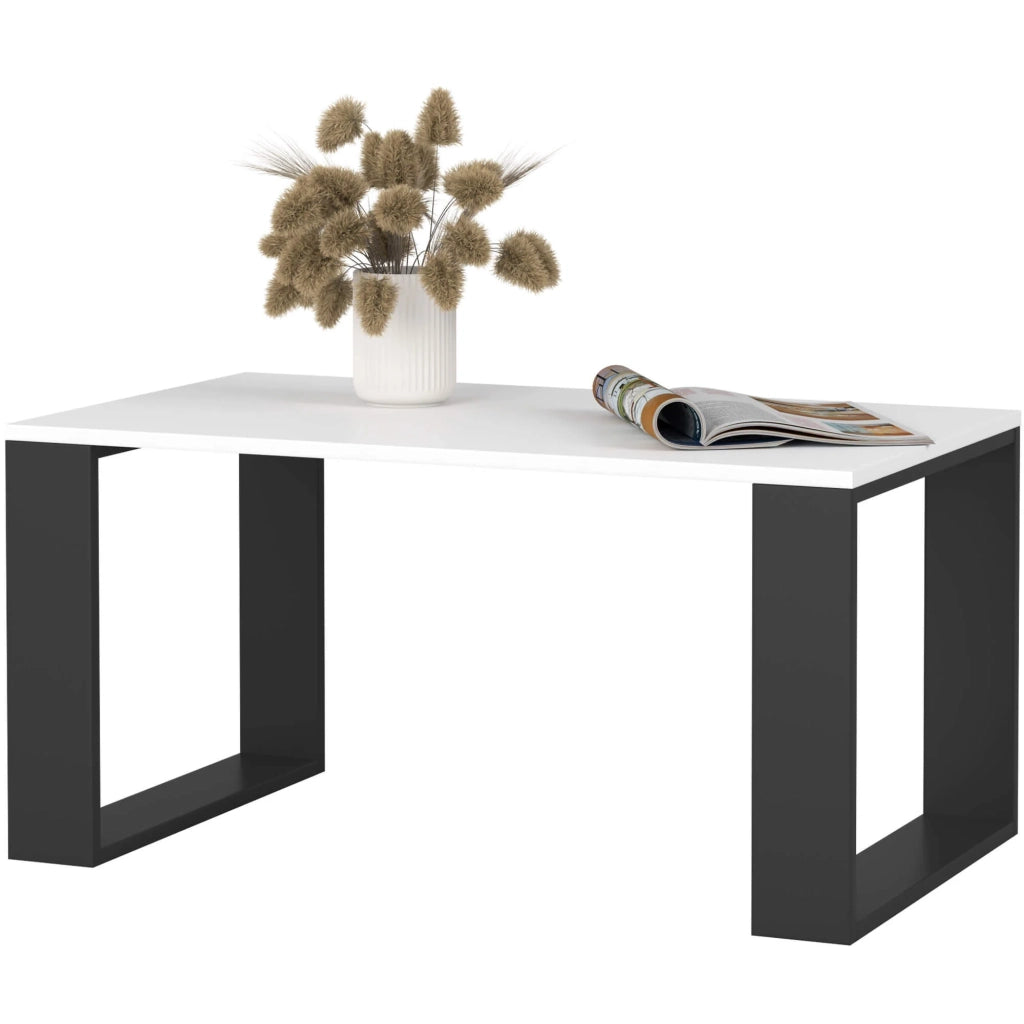 Tavolino da caffè AKORD NOX Bianco 92 cm gambe Nere 92x53x45 cm